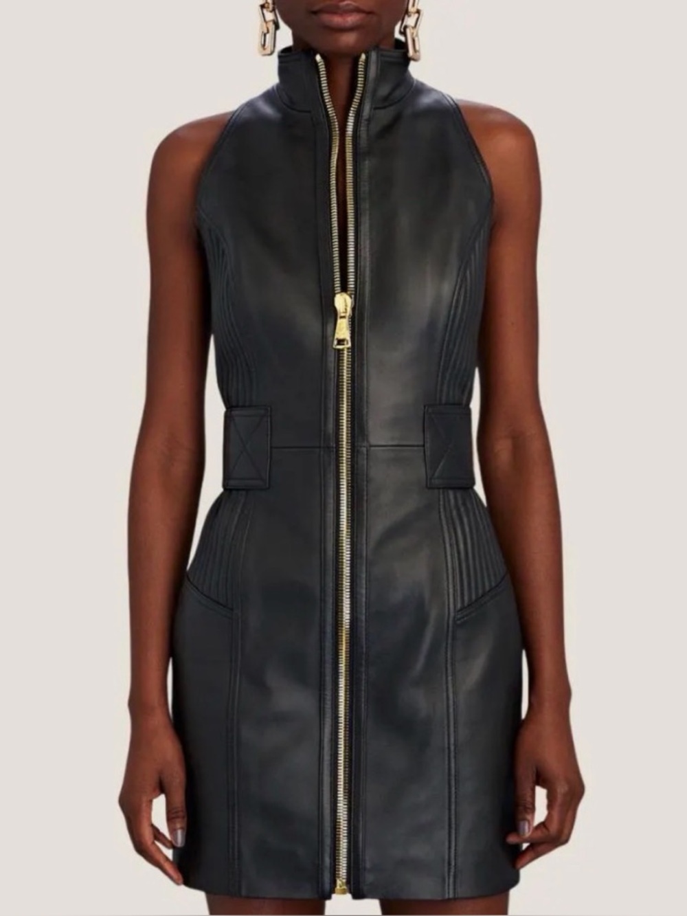 Balmain
zip-up leather mini dress